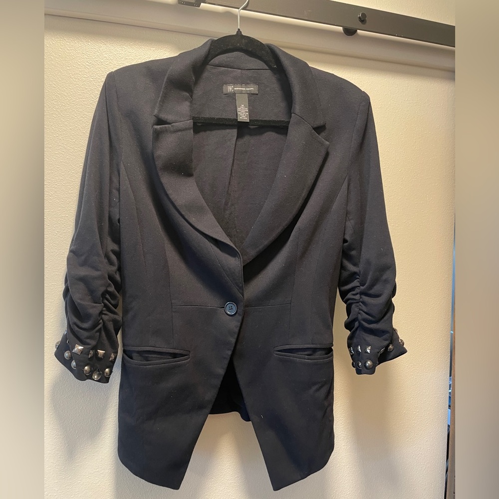 INC Black Blazer with Rouched Sleeves - Sz M Medium